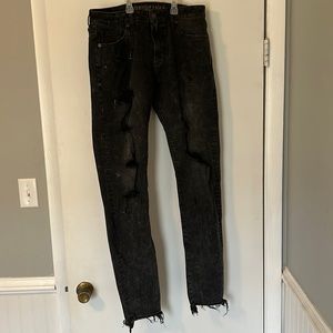 America Eagle Distressed/Ripped Black Jeans, Slim Fit, 32x34